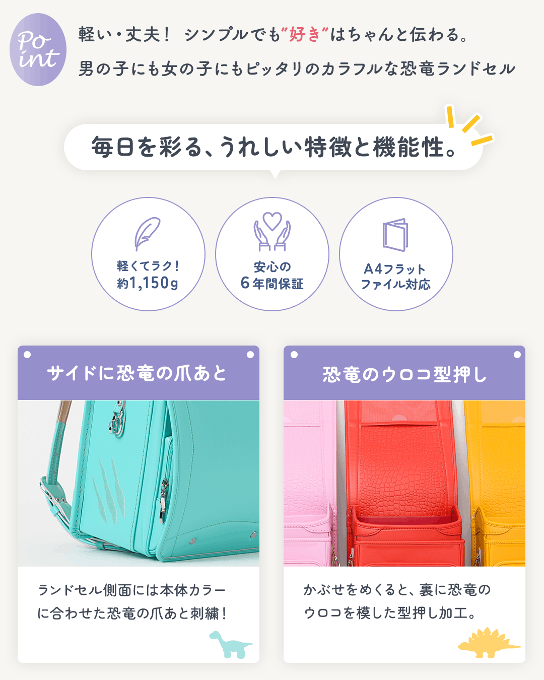 カラフル恐竜ランドセル
